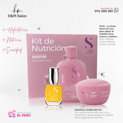 ALFAPARF SEMI DI LINO - PACK Moisture nutritive duo + Oil Cristalli Sublime