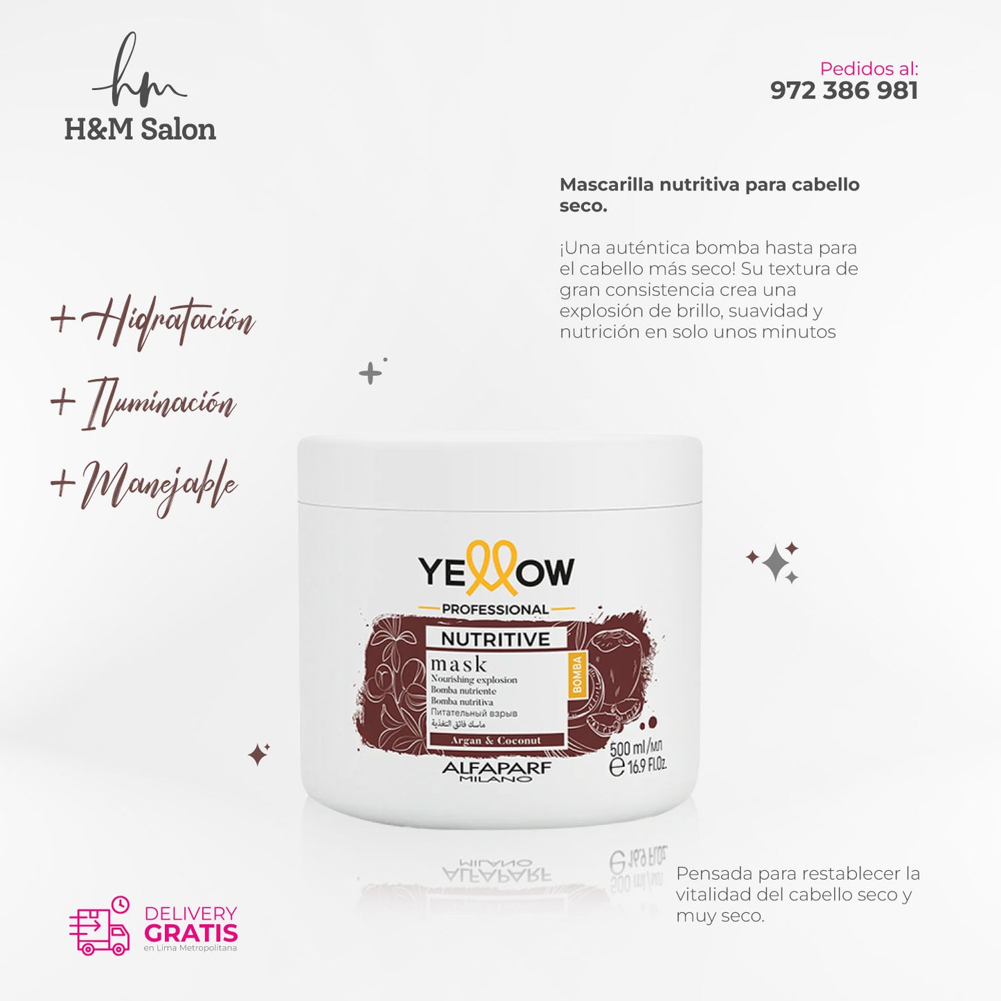 YELLOW - NUTRITIVE DUO Shampoo y mascarilla + OLEO para cabello seco