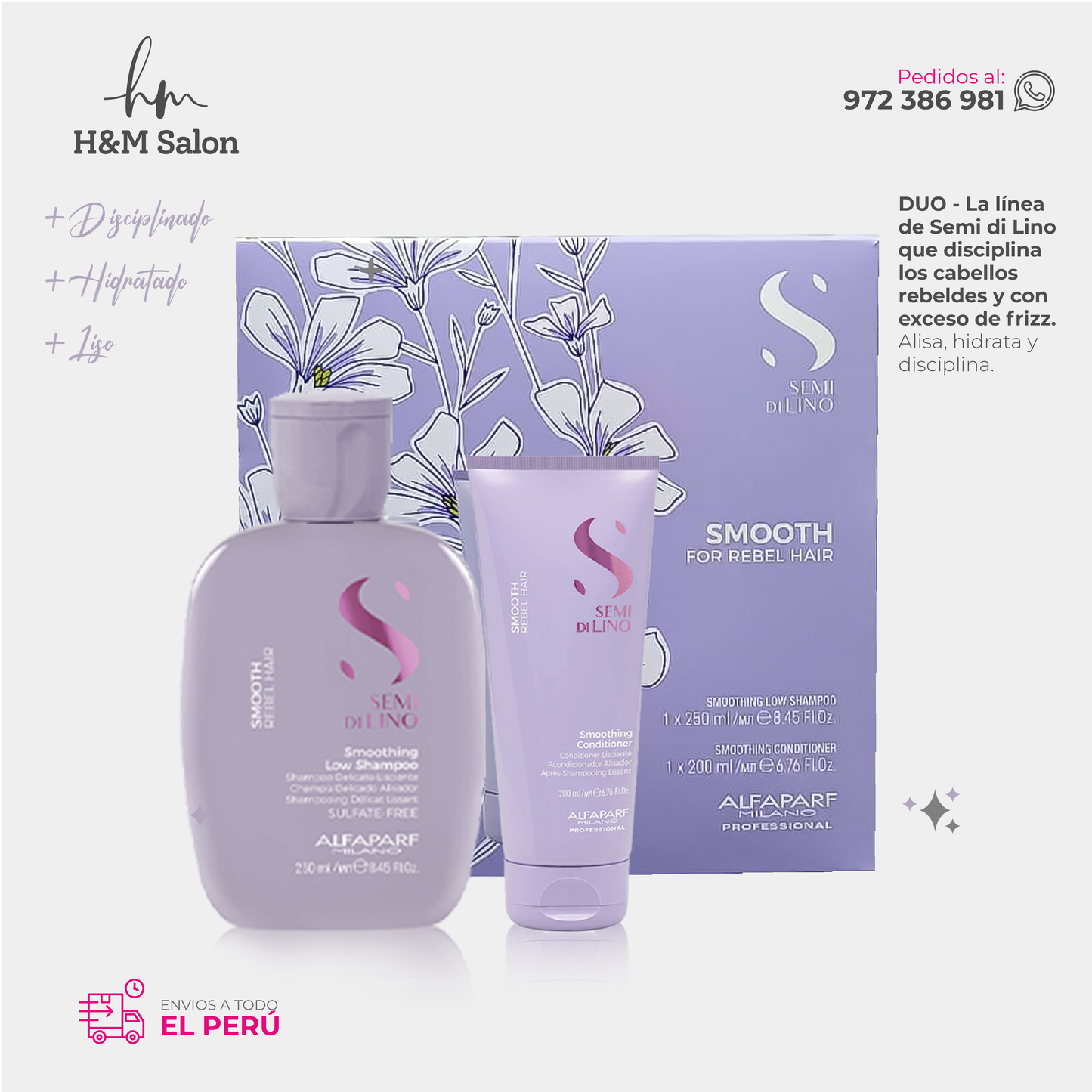 ALFAPARF SEMI DI LINO - Smoothing duo shampoo + conditioner