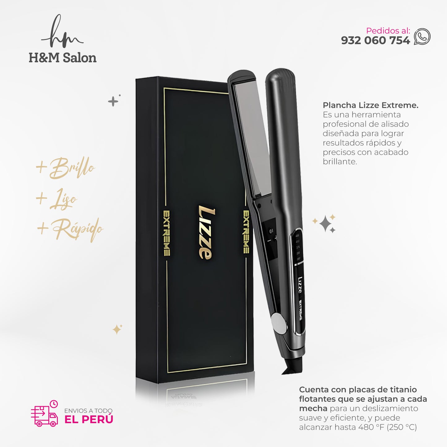 LIZZE - Secadora 2400 Watts + Plancha Lizze Extrem 480°F