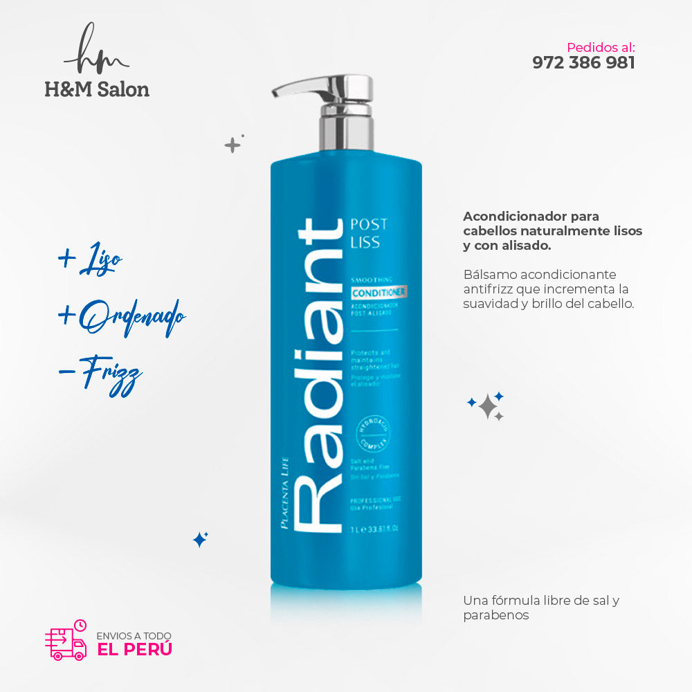 RADIANT - POST LISS DUO Shampoo + acondicionador 1000 ml