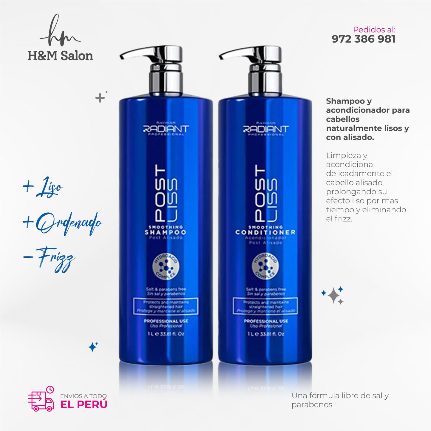 RADIANT - POST LISS DUO Shampoo + acondicionador 1000 ml