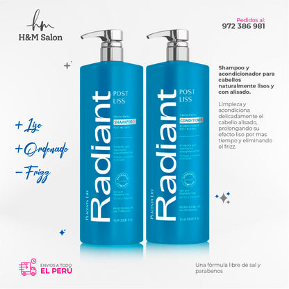 RADIANT - POST LISS DUO Shampoo + acondicionador 1000 ml