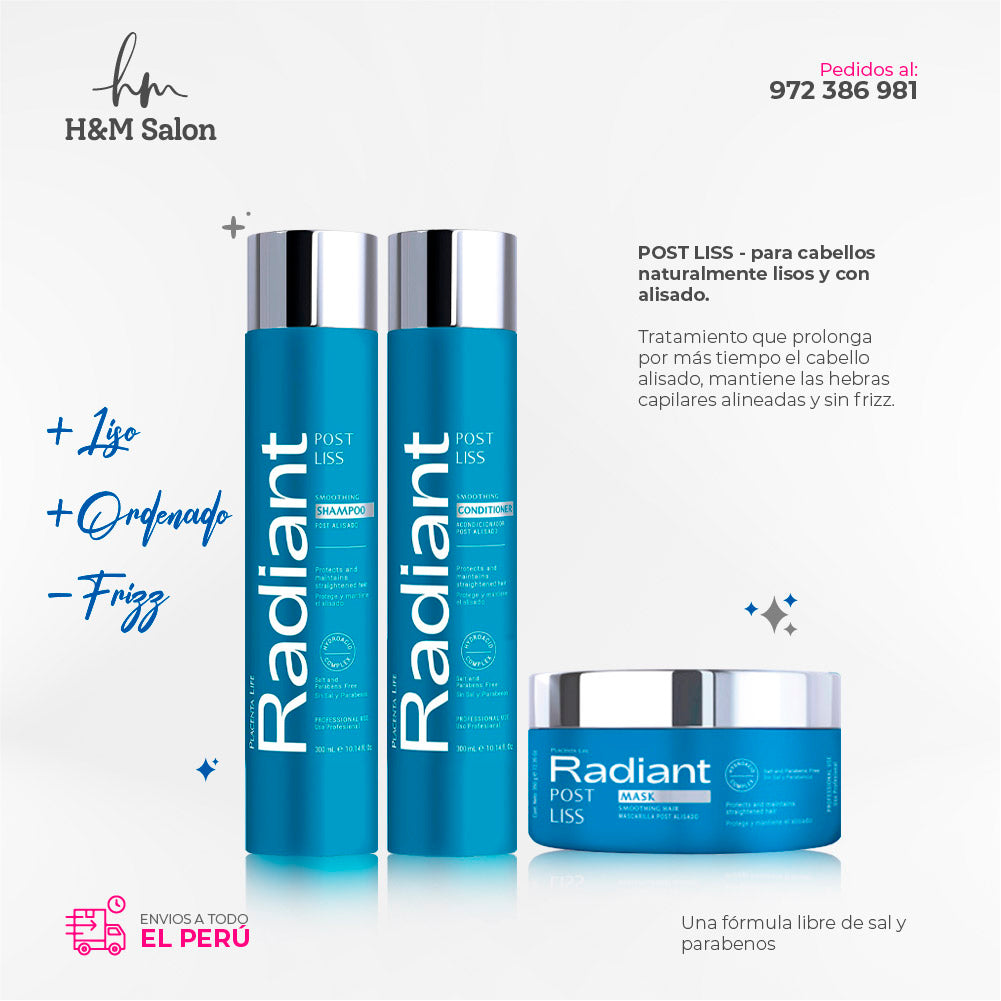 RADIANT - POST LISS TRIO Shampoo + mascara + acondicionador