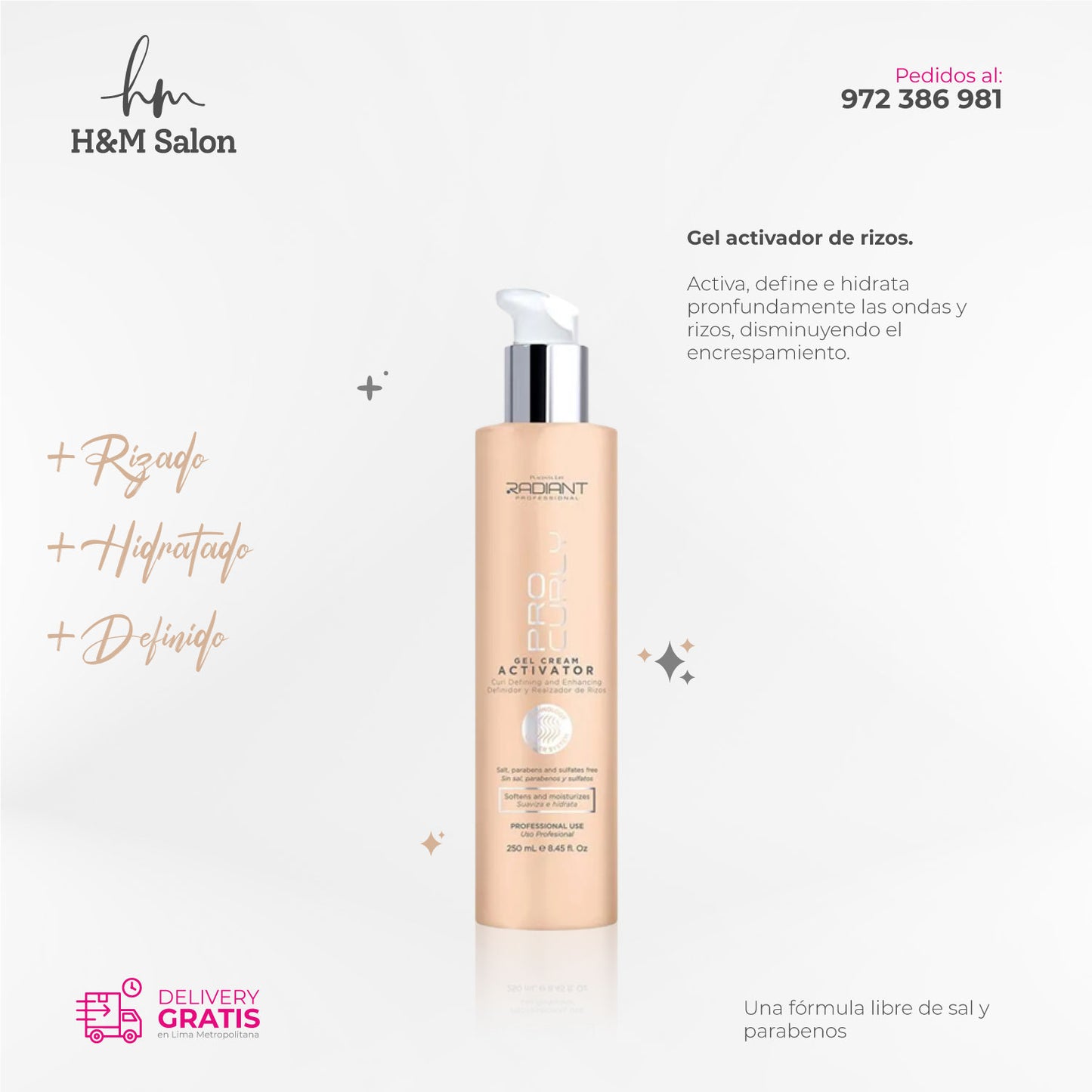 RADIANT - PRO CURLY Gel activador de rizos 250 ml