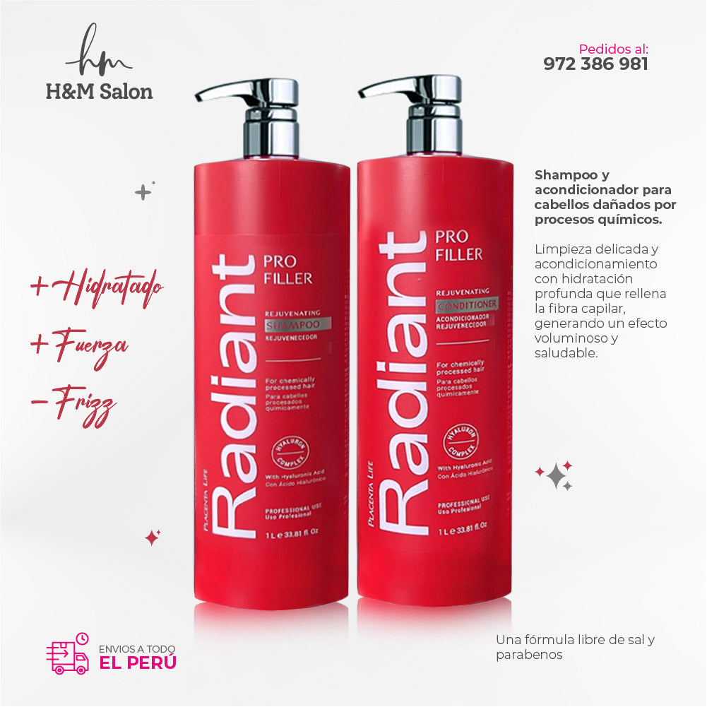 RADIANT - PRO FILLER DUO Shampoo + Acondicionador 1000 ml