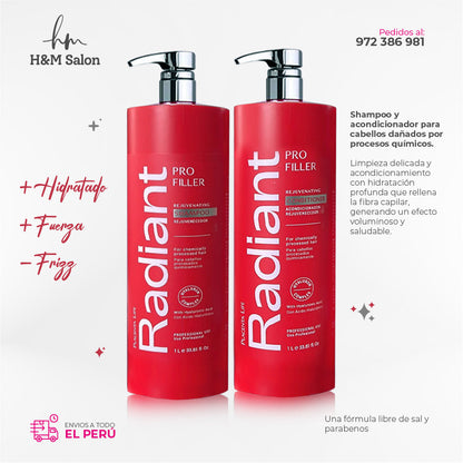 RADIANT - PRO FILLER DUO Shampoo + Acondicionador 1000 ml