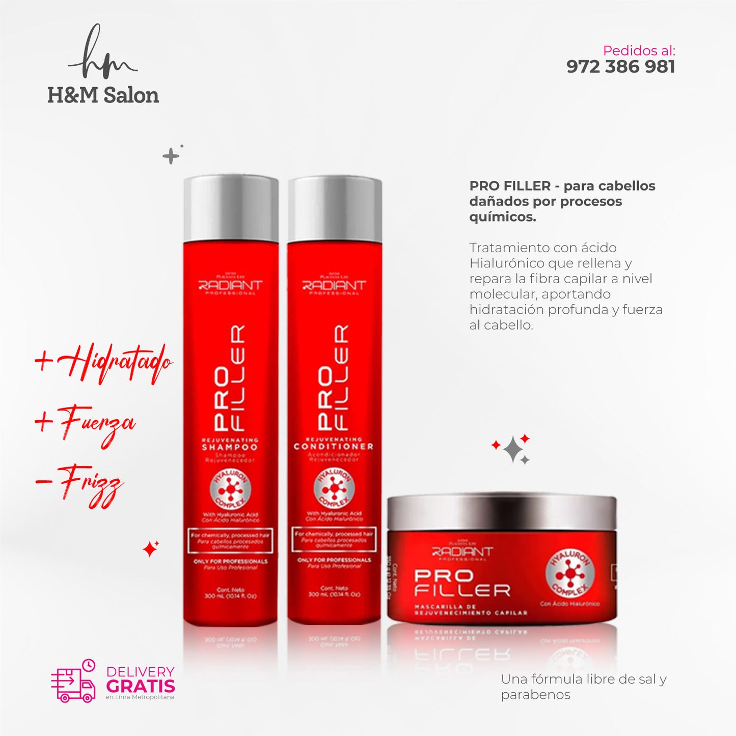 RADIANT - PRO FILLER TRIO Shampoo + Mascara + Acondicionador