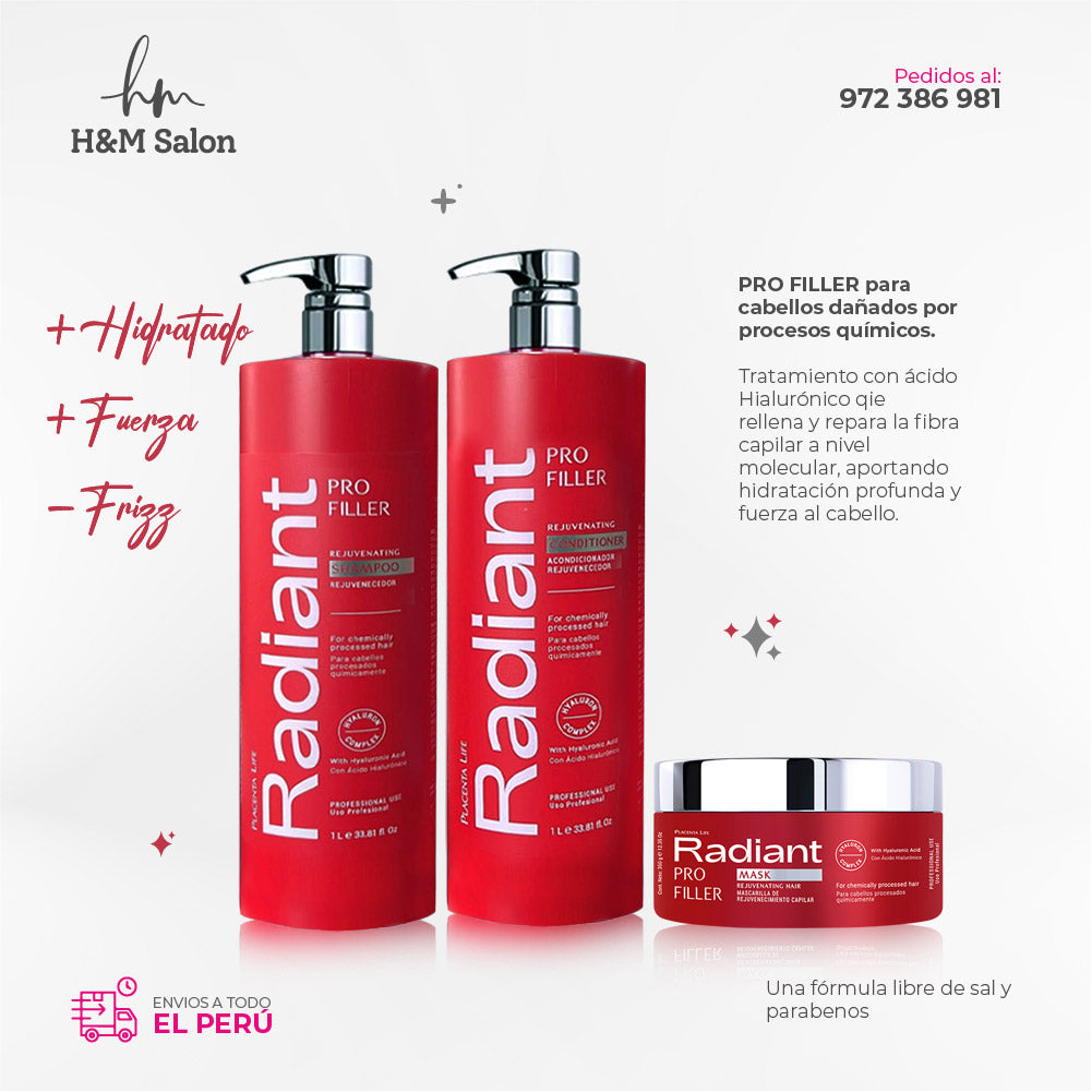 RADIANT - PRO FILLER DUO Shampoo + Acondicionador 1000 ml + Mask 350gr