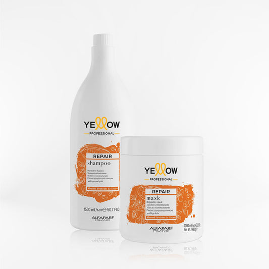 YELLOW - REPAIR DUO Shampoo 1.5L y mascara 1K para cabellos dañados