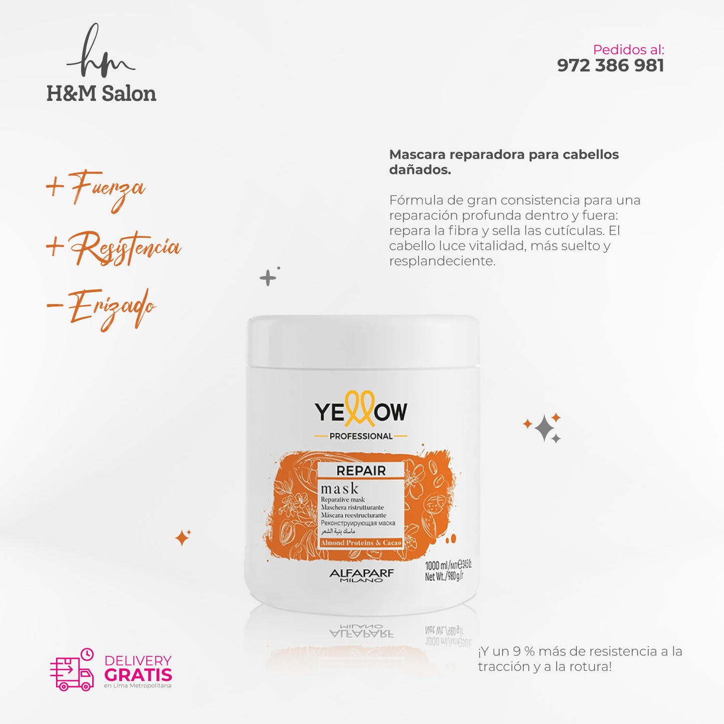 YELLOW - REPAIR DUO Shampoo 1.5L y mascara 1K para cabellos dañados