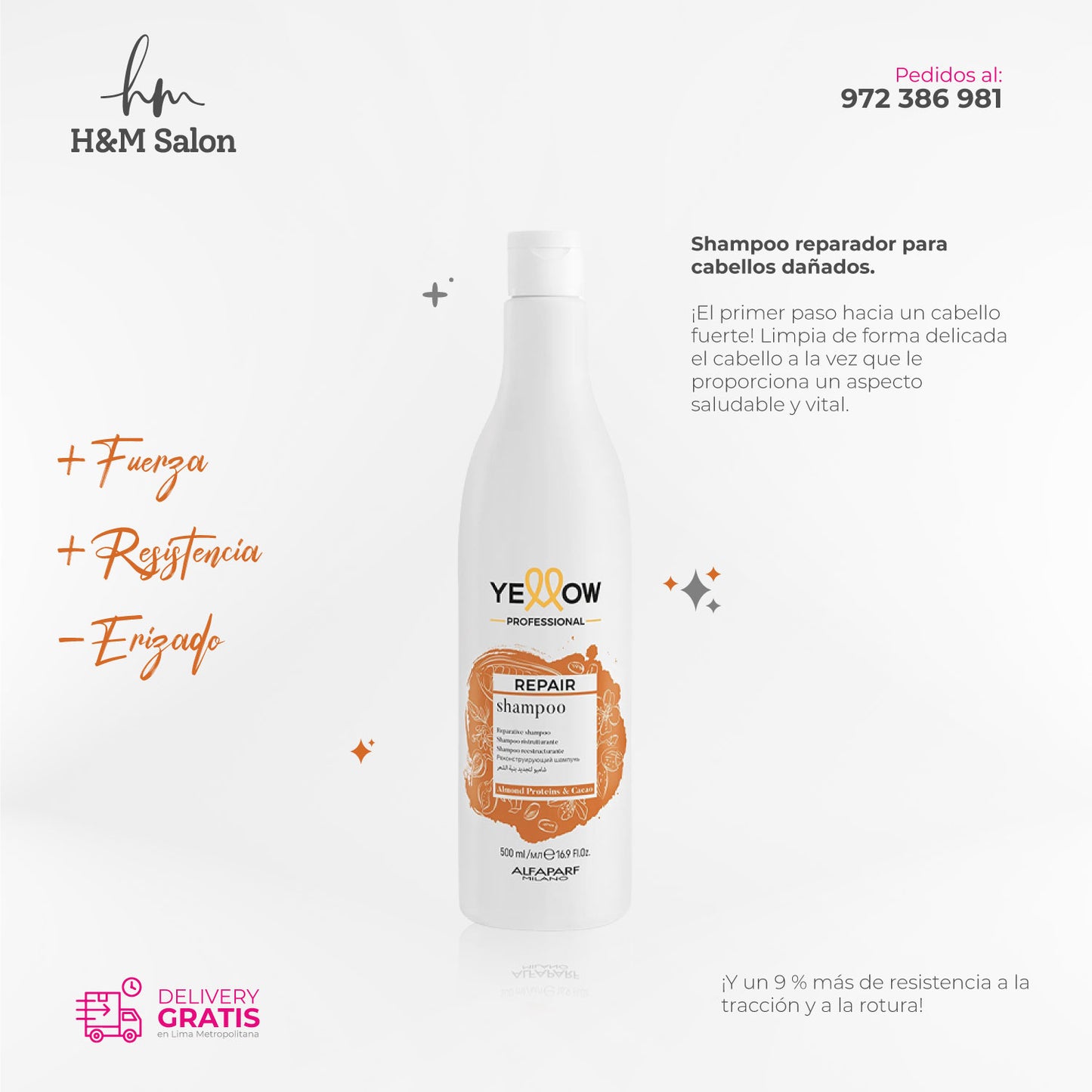 YELLOW - REPAIR Shampoo para cabellos dañados 500 gr