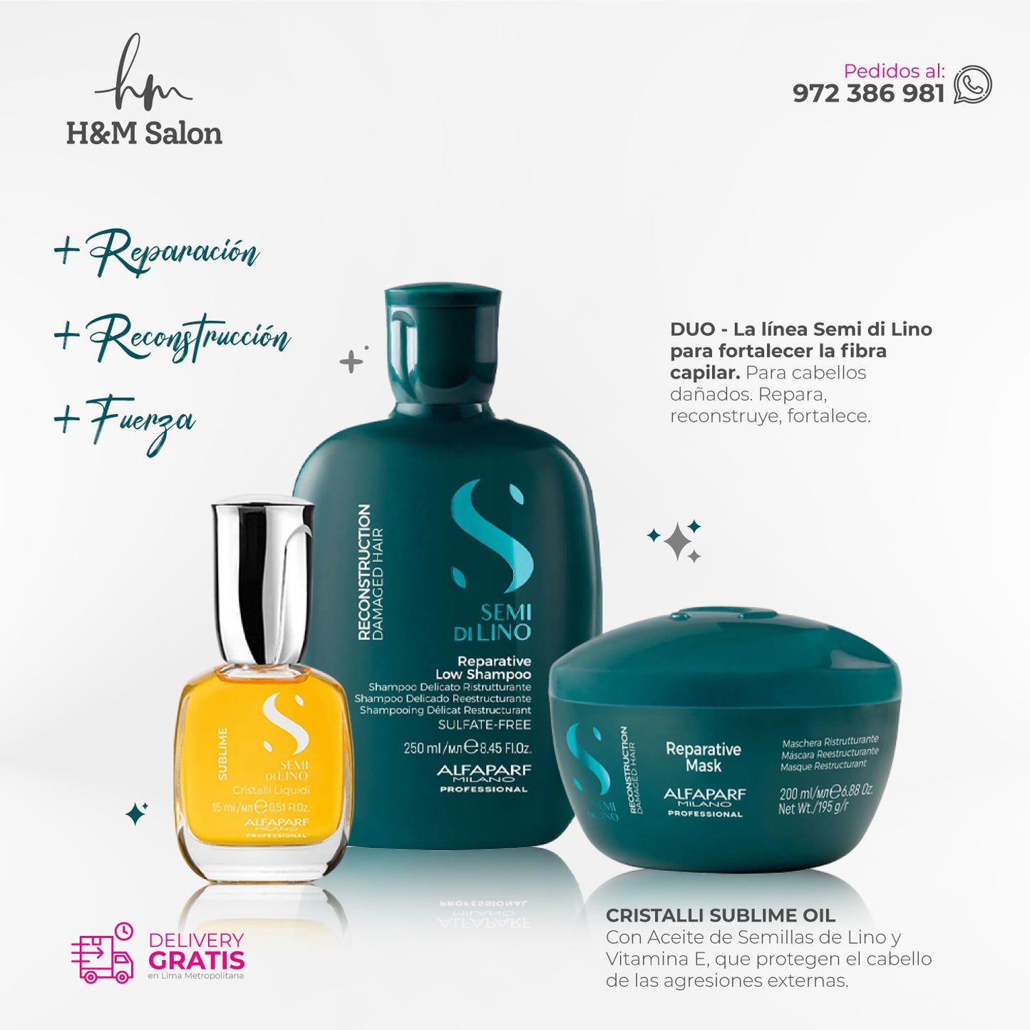 ALFAPARF SEMI DI LINO - Reconstruction duo + Oil Cristalli Sublime