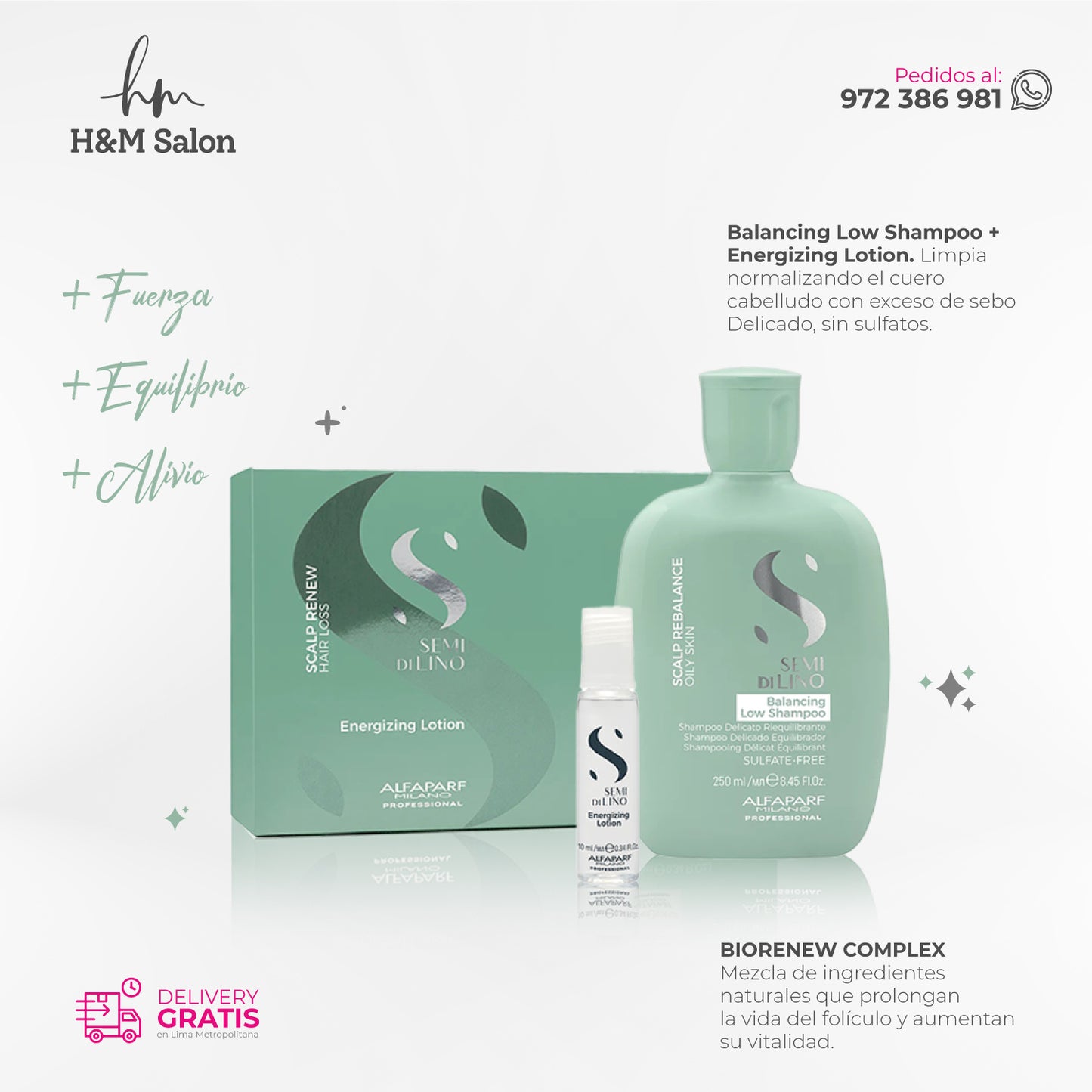 ALFAPARF SEMI DI LINO - Scalp Duo Balancing shampoo + lotion 12x10ml