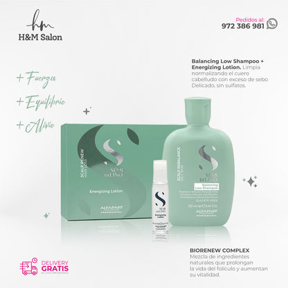 ALFAPARF SEMI DI LINO - Scalp Duo Balancing shampoo + lotion 12x10ml