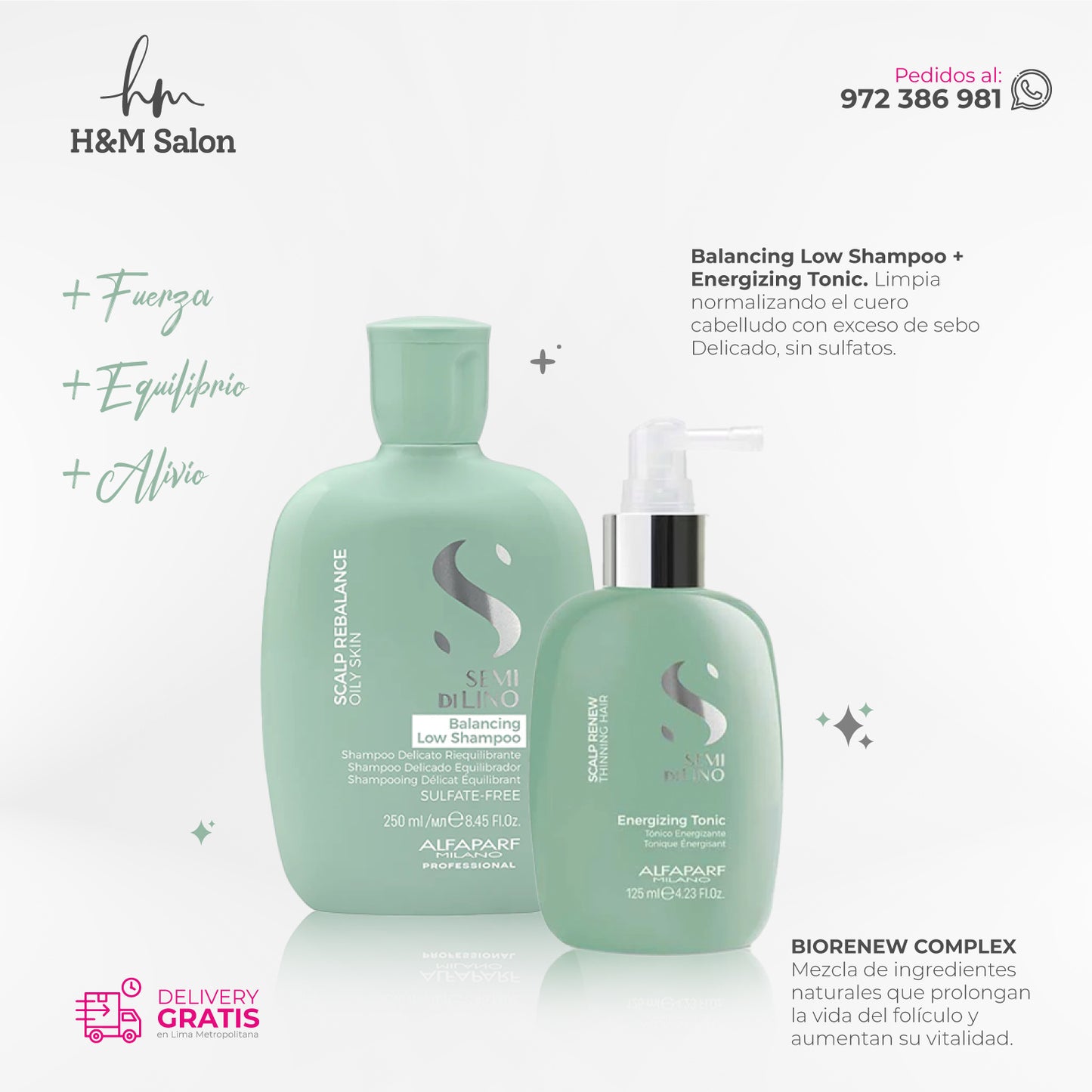 ALFAPARF SEMI DI LINO - Scalp Duo Balancing shampoo + energizing tonic