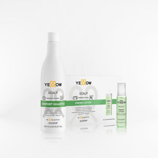 YELLOW - SCALP Comfort Shampoo para piel sensible 500 ml + Energy Lotion 6x13 ml