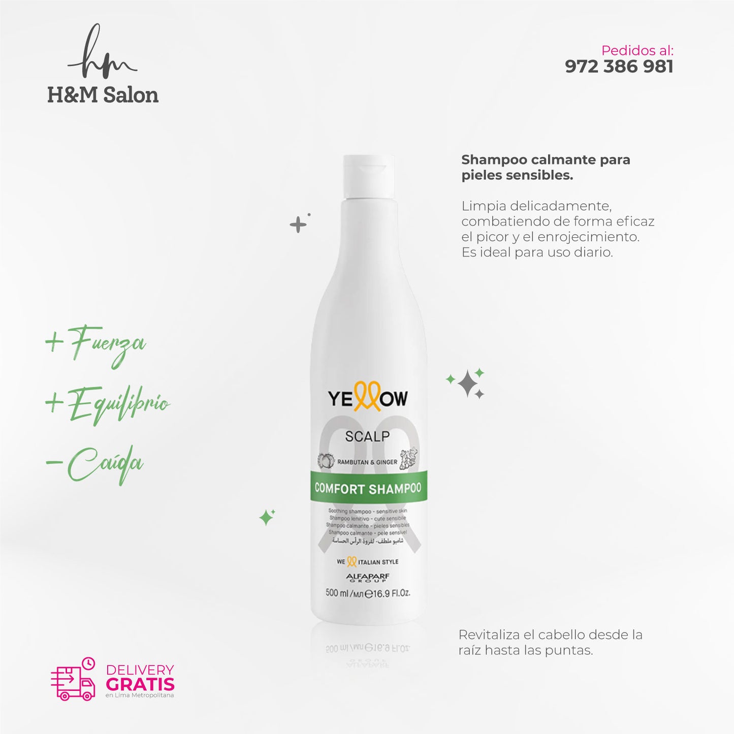 YELLOW - SCALP Comfort Shampoo para piel sensible 500 ml + Energy Lotion 6x13 ml