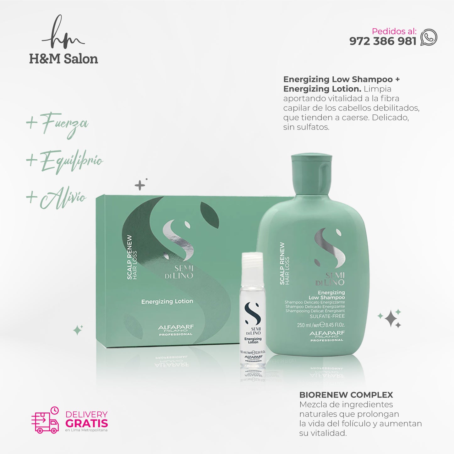 ALFAPARF SEMI DI LINO - Scalp Duo Energizing shampoo + lotion 12x10ml