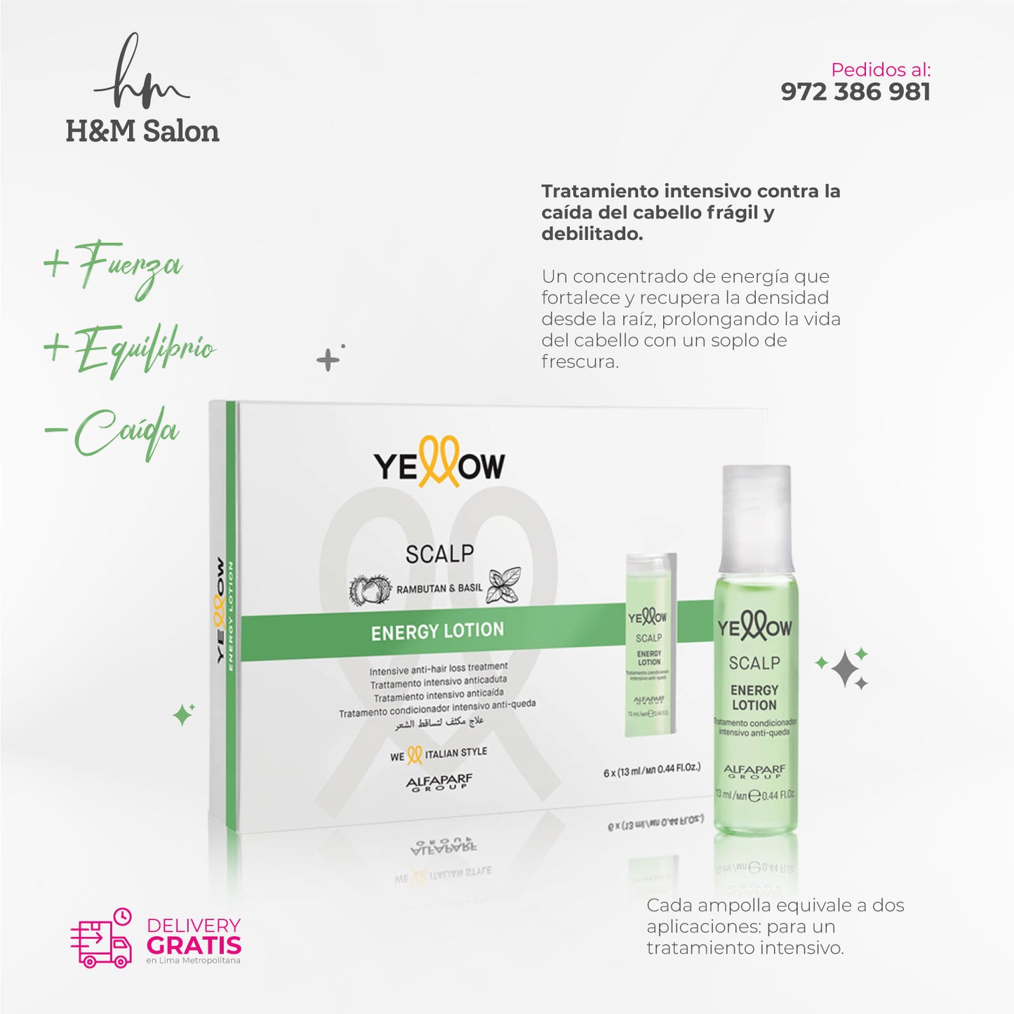 YELLOW - SCALP Comfort Shampoo para piel sensible 500 ml + Energy Lotion 6x13 ml