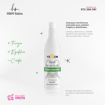 YELLOW - SCALP Energy Shampoo para caida de cabello 500 ml