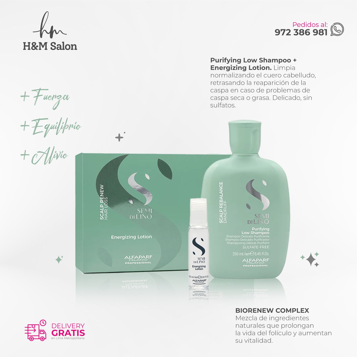 ALFAPARF SEMI DI LINO - Scalp Duo Purifying shampoo + lotion 12x10ml