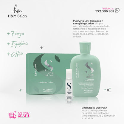 ALFAPARF SEMI DI LINO - Scalp Duo Purifying shampoo + lotion 12x10ml