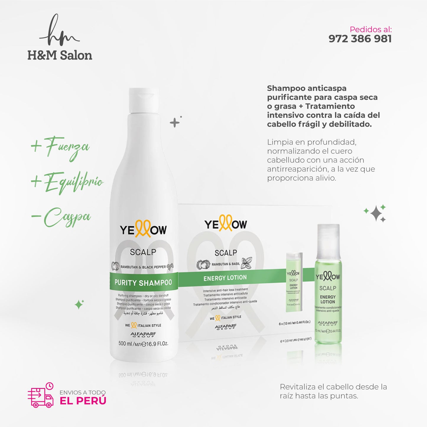 YELLOW - SCALP Purity Shampoo anticaspa 500 ml + Energy Lotion 6x13 ml