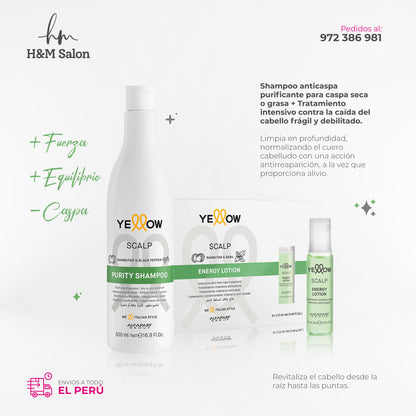 YELLOW - SCALP Purity Shampoo anticaspa 500 ml + Energy Lotion 6x13 ml