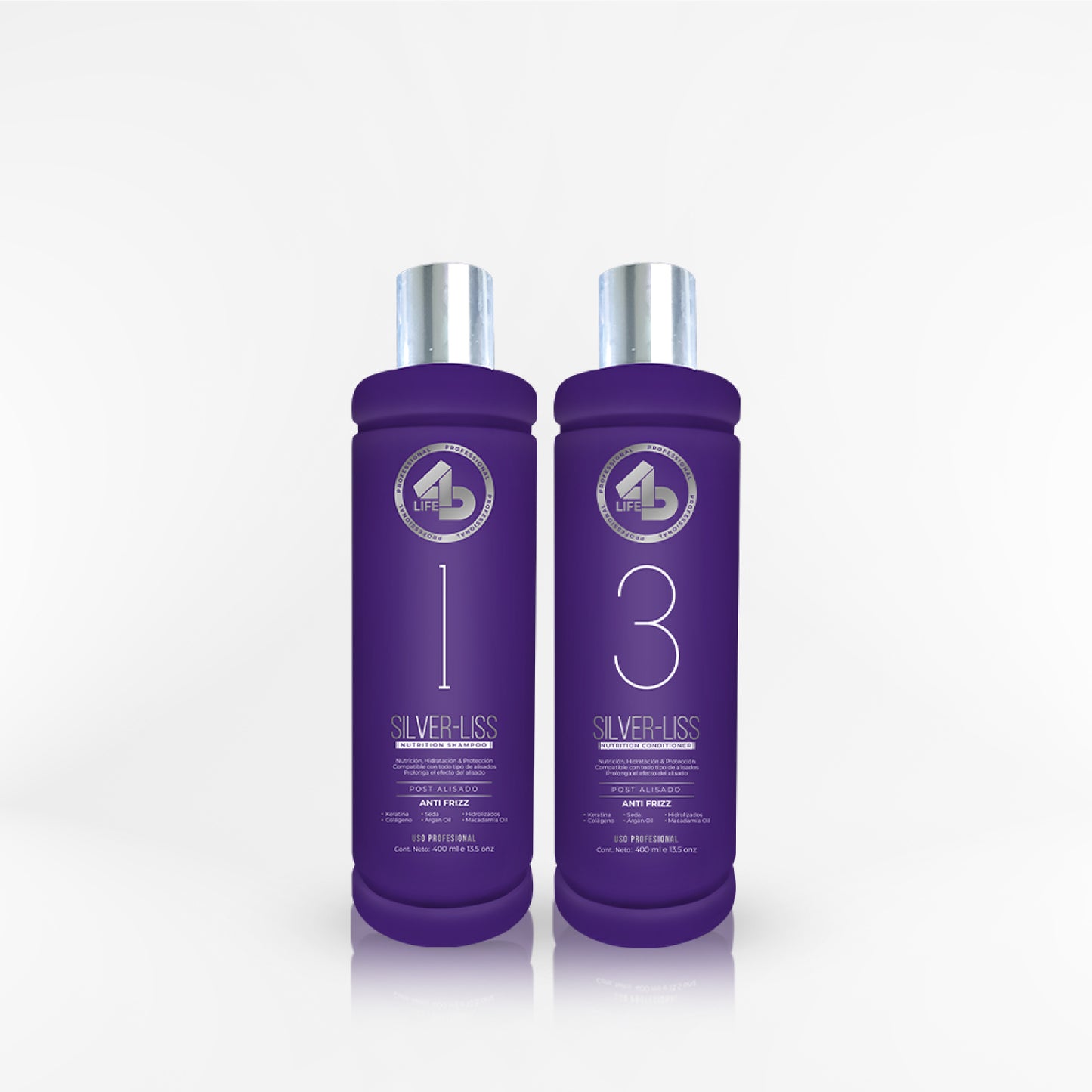 4D LIFE PROFESSIONAL - DUO SILVER-LISS shampoo + acondicionador 400 ml