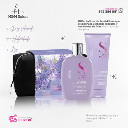 ALFAPARF SEMI DI LINO - Smoothing duo shampoo + conditioner + neceser