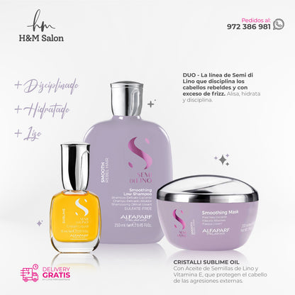ALFAPARF SEMI DI LINO - Smoothing duo + Oil Cristalli Sublime
