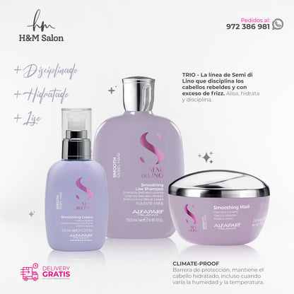 ALFAPARF SEMI DI LINO - Smoothing Tripack Shampoo + Mask + Cream