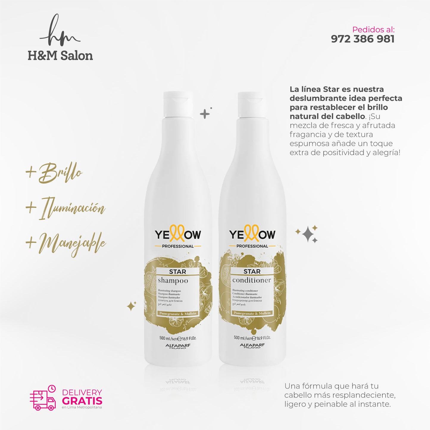 YELLOW - STAR DUO Shampoo y acondicionador para todo tipo de cabello 500 ml