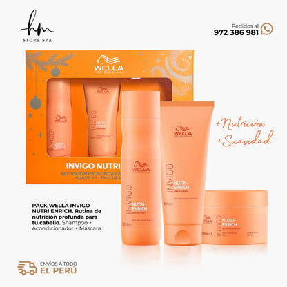 WELLA PACK NAVIDEÑO - INVIGO NUTRI ENRICH TRIO Champú 250ml + Acondicionador 200ml + Mask 150ml