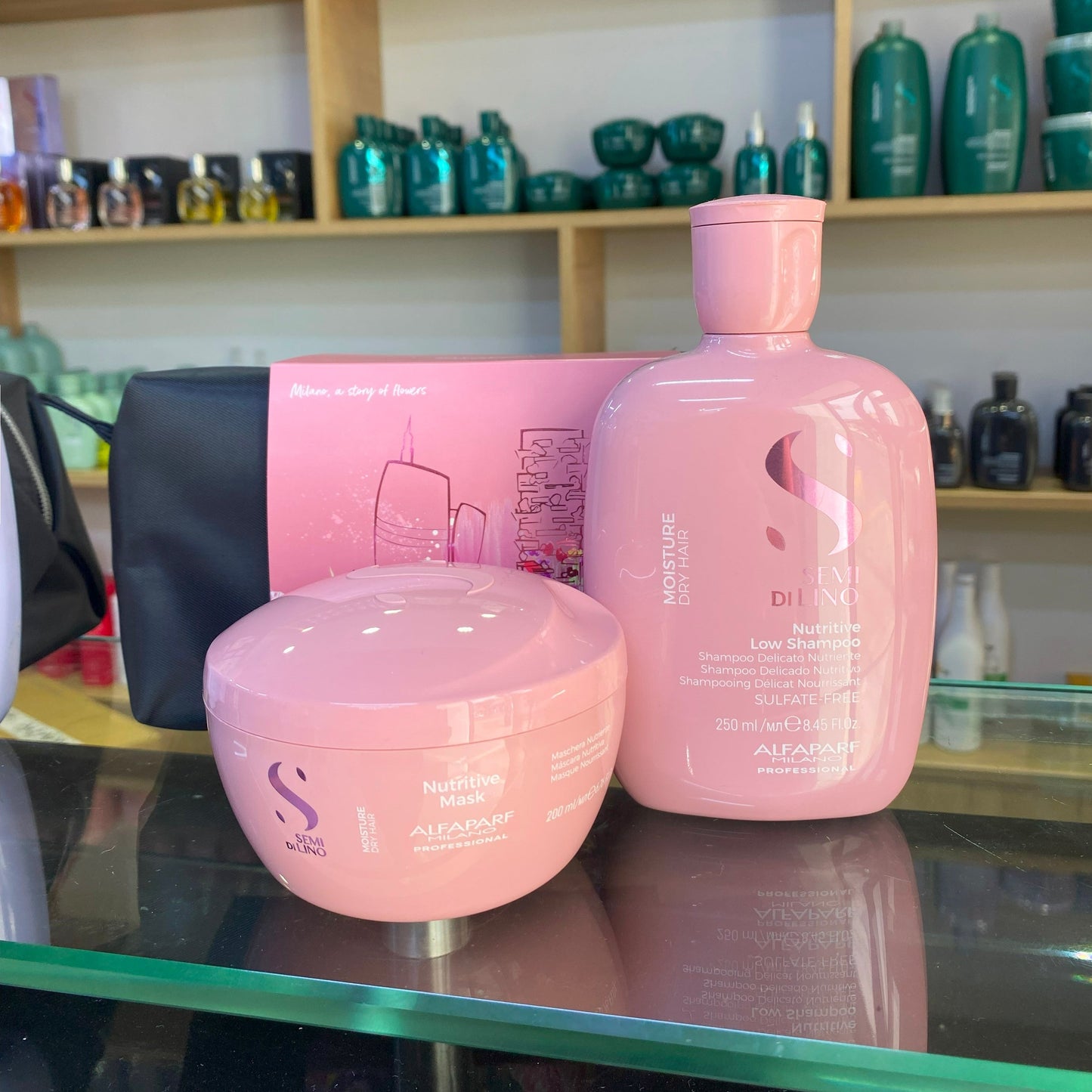 ALFAPARF SEMI DI LINO - Moisture nutritive duo shampoo + mask + neceser